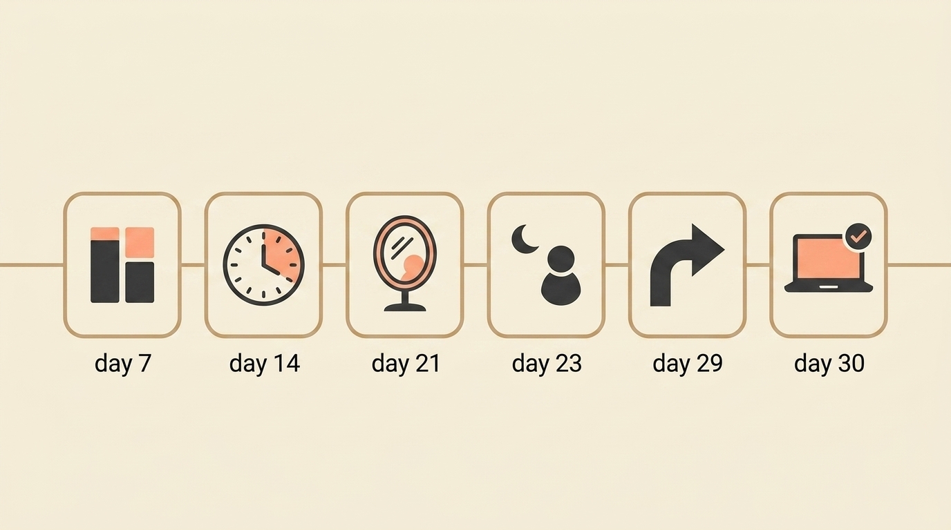 30-day Mrs. Deer lab rat timeline